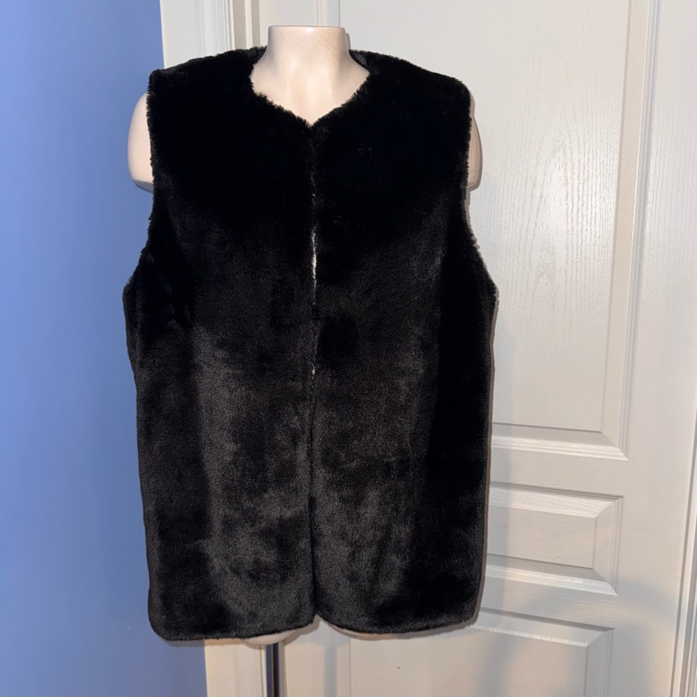 Black Synthetic Fur Vest Nordstrom Rack Large